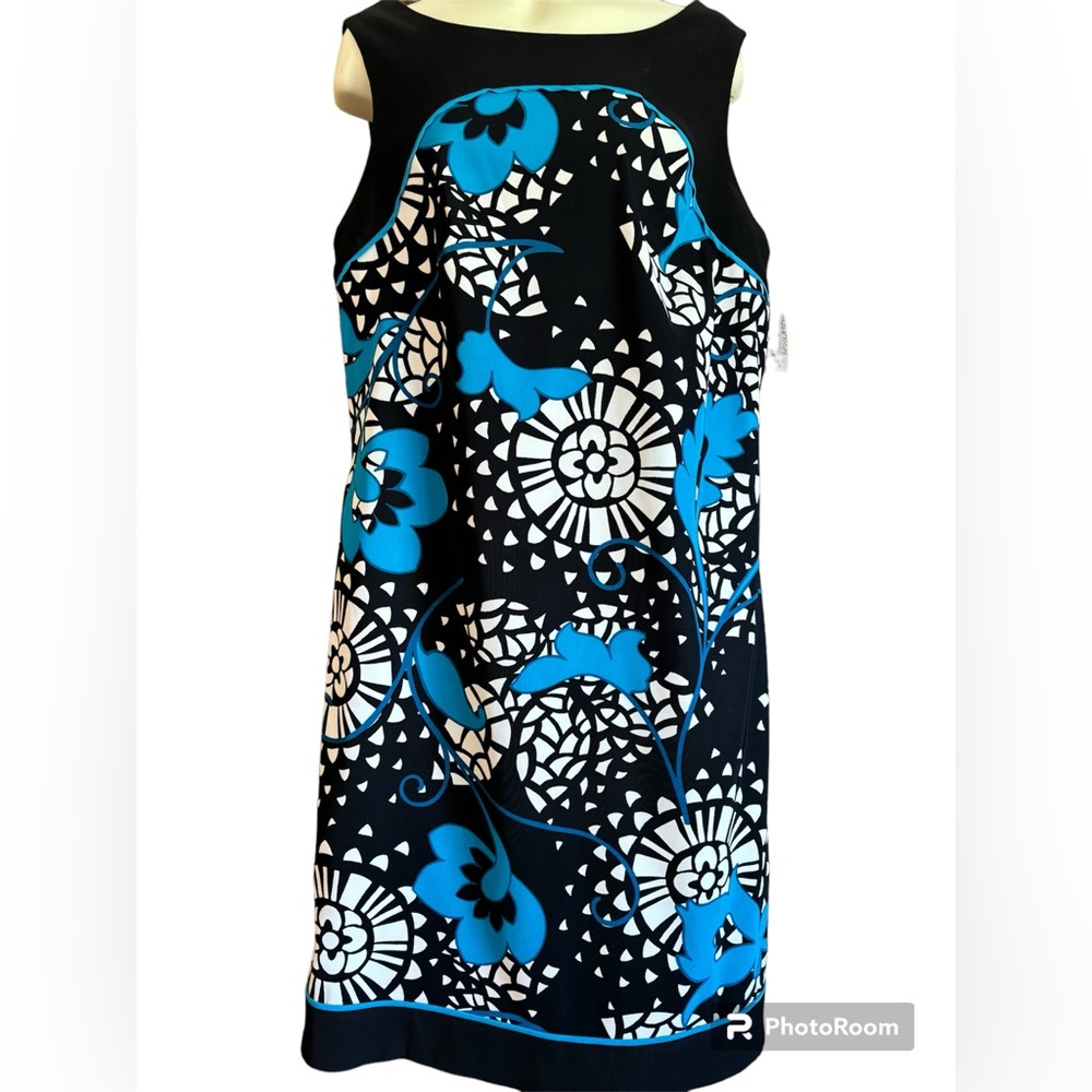 Dress Barn Sleeveless Dress Blue, Black, White, ladies size 10